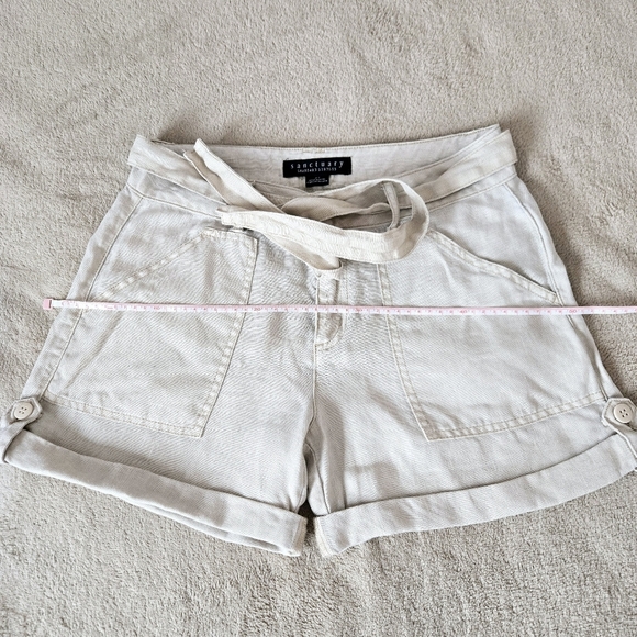 Sanctuary Women's 100% Linen Tie-Waist Shorts Beige Size 27 - Picture 7 of 14